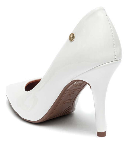 Scarpin Vizzano Salto Fino Liso Verniz Branco