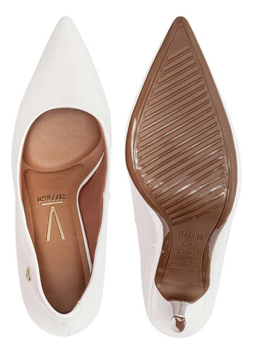 Scarpin Vizzano Salto Fino Liso Verniz Branco