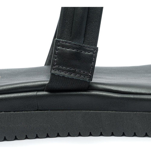 Sandália Feminina Klode Papete Flatform Tiras Bege