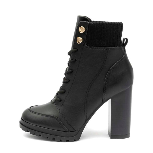 Bota Coturno Feminina Vizzano Salto Grosso Preta