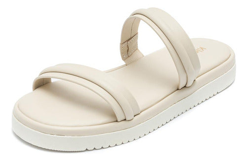 Sandália Feminina Klode Papete Flatform Tiras Bege