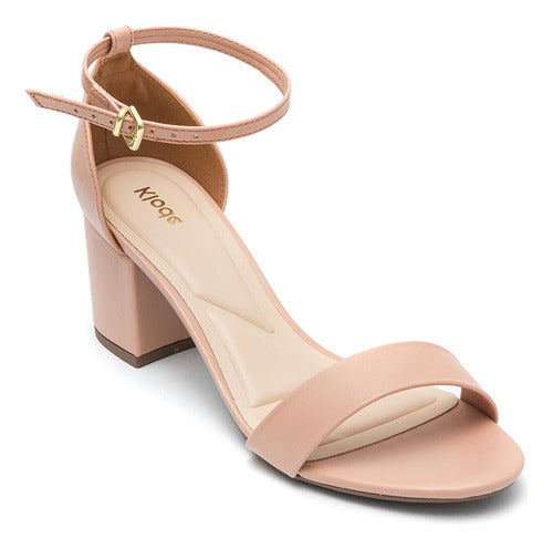 Sandália Feminina Salto Médio Grosso Nude
