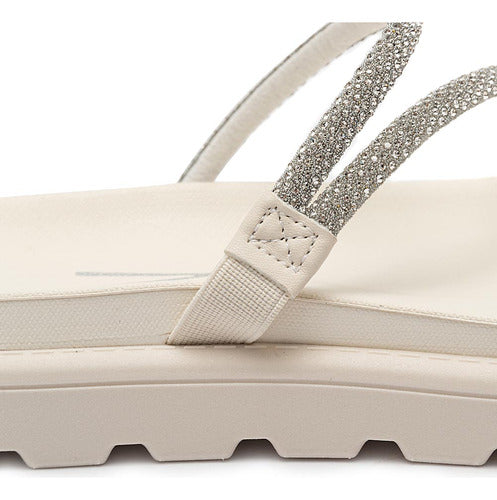 Sandália Papete Feminina Vizzano Flatform Off White Brilho