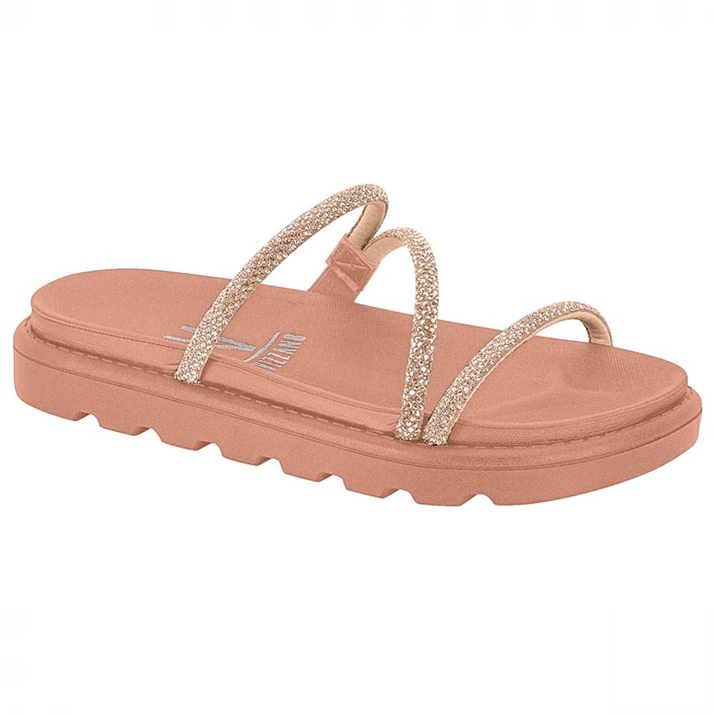 Sandália Papete Feminina Vizzano Flatform Off White Brilho