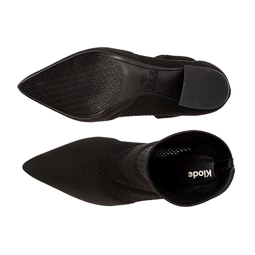 Bota Knit Salto Grosso Preta