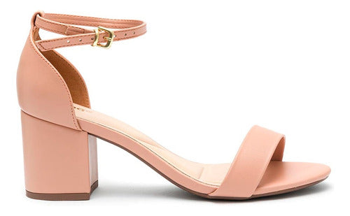 Sandália Feminina Salto Médio Grosso Nude