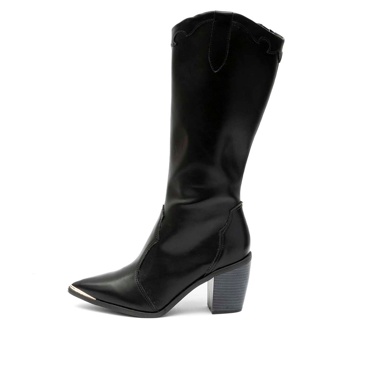 Bota Feminina Cano Longo Salto Grosso Preto