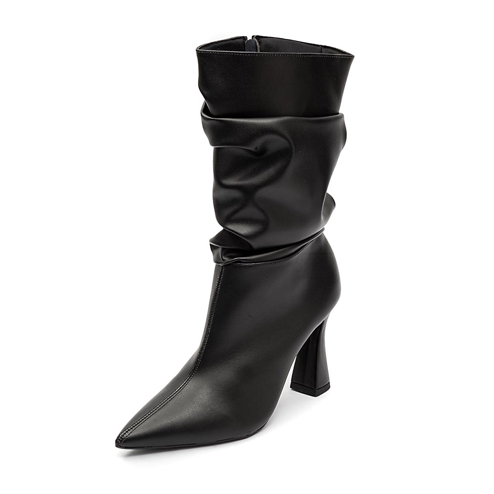 Bota Slouchy Salto Fino Preto