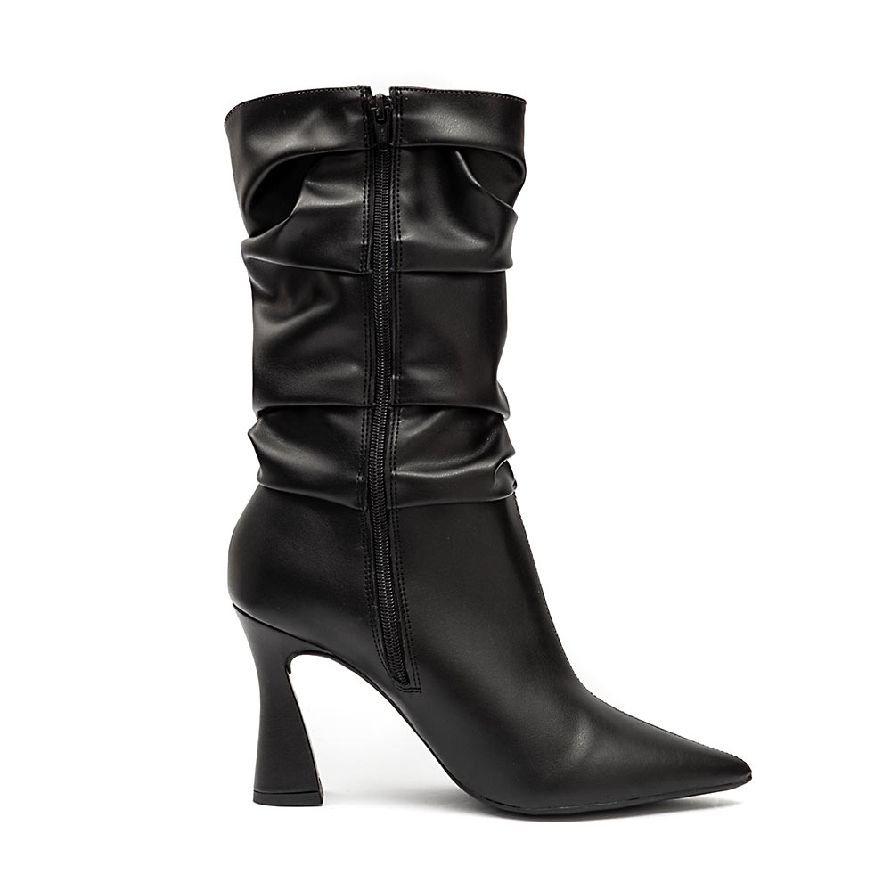 Bota Slouchy Salto Fino Preto