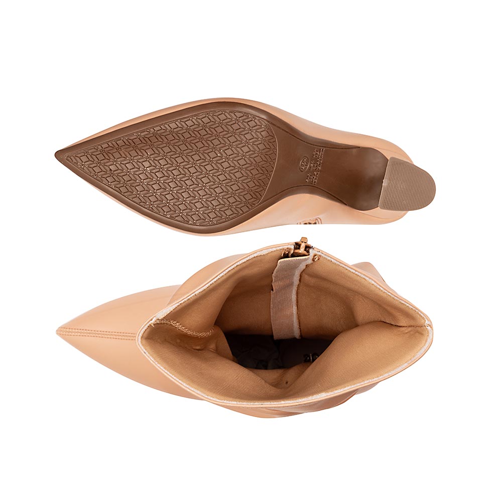 Bota Slouchy Salto Fino Nude