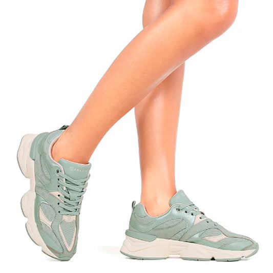 TENIS ESPORTIVO EM TEXTIL FEMININO SOLADO SINTETICO - CAMURÇA PLUS/ALECRIM