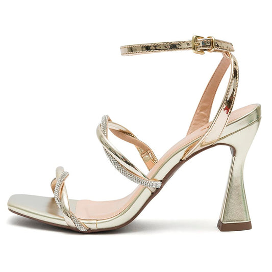 Sandália Feminina Salto Alto Taça Ouro