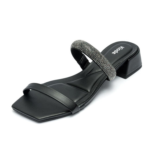 Sandália Feminina Klode Salto Baixo Grosso Preta