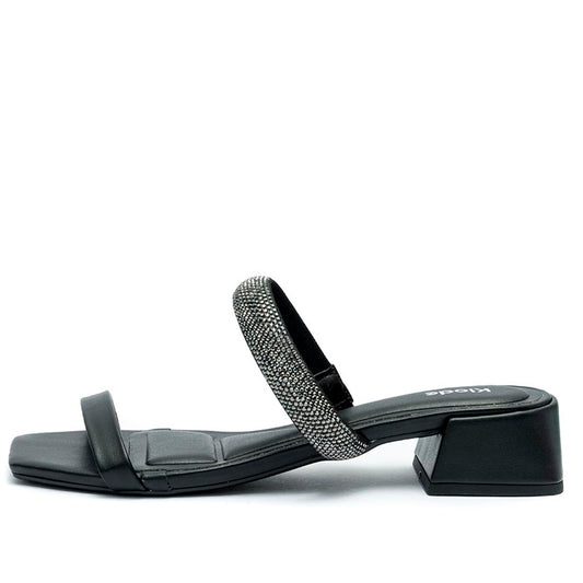 Sandália Feminina Klode Salto Baixo Grosso Preta