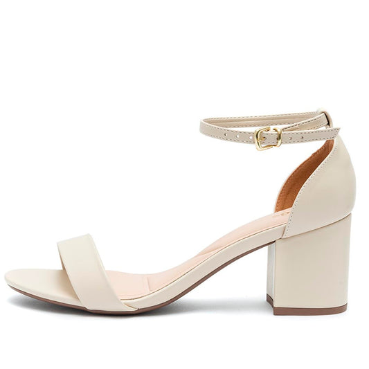 Sandália Feminina Klode Salto Médio Grosso Bege