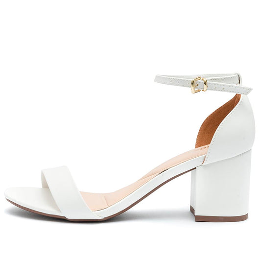 Sandália Feminina Klode Salto Médio Grosso Branca