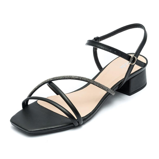 Sandália Feminina Salto Médio Grosso Preta