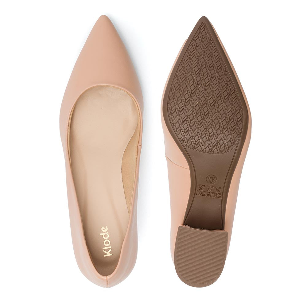Sapato Scarpin Salto Grosso Nude Feminino