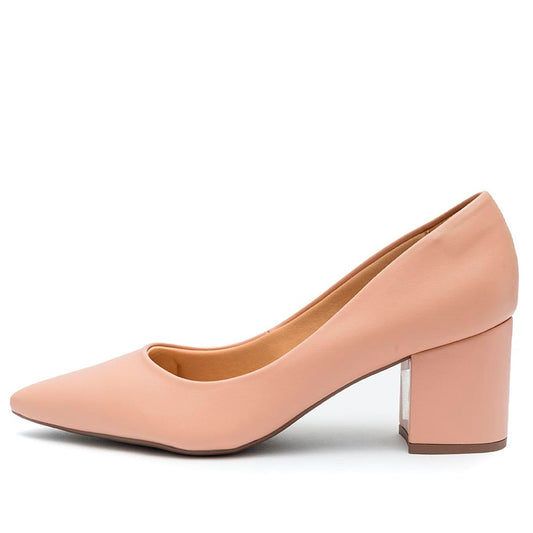 Sapato Scarpin Salto Grosso Nude Feminino