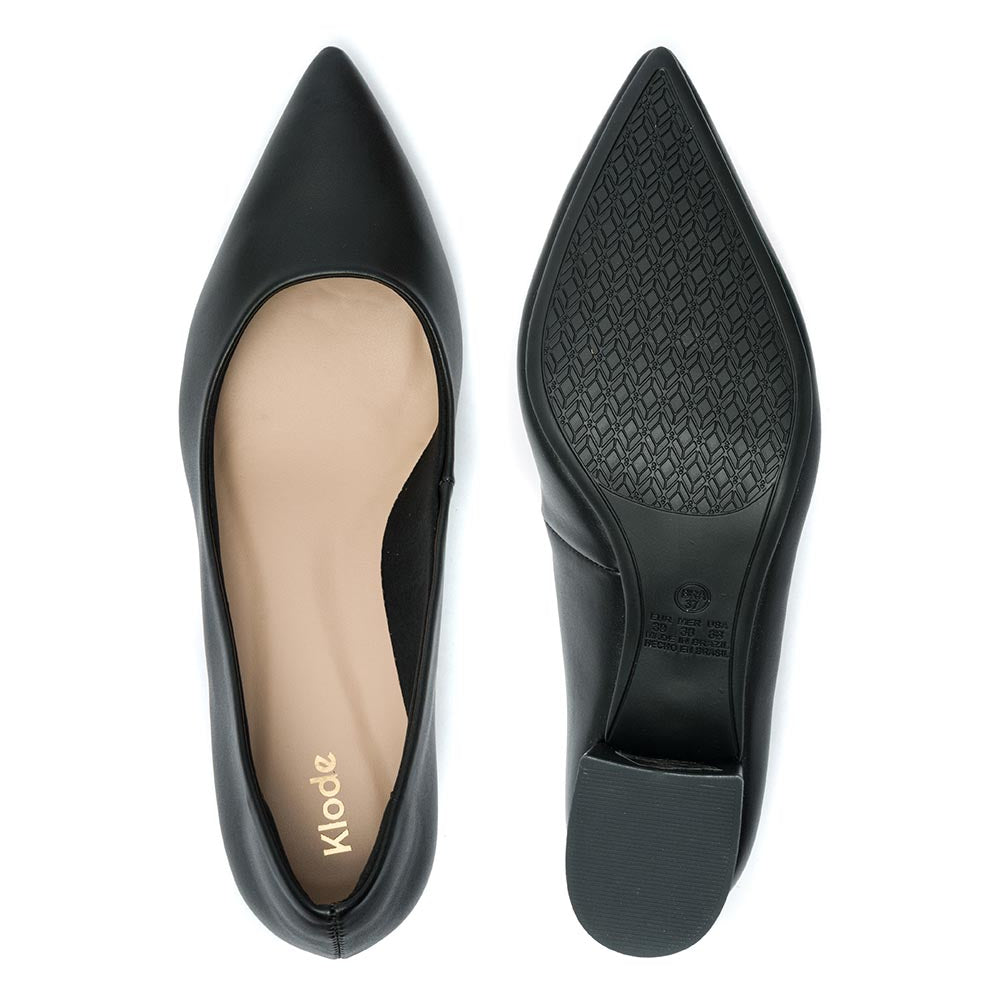 Sapato Scarpin Klode Salto Médio Grosso Preto Feminino
