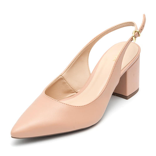 Sapato Scarpin Klode Salto Grosso Nude Feminino