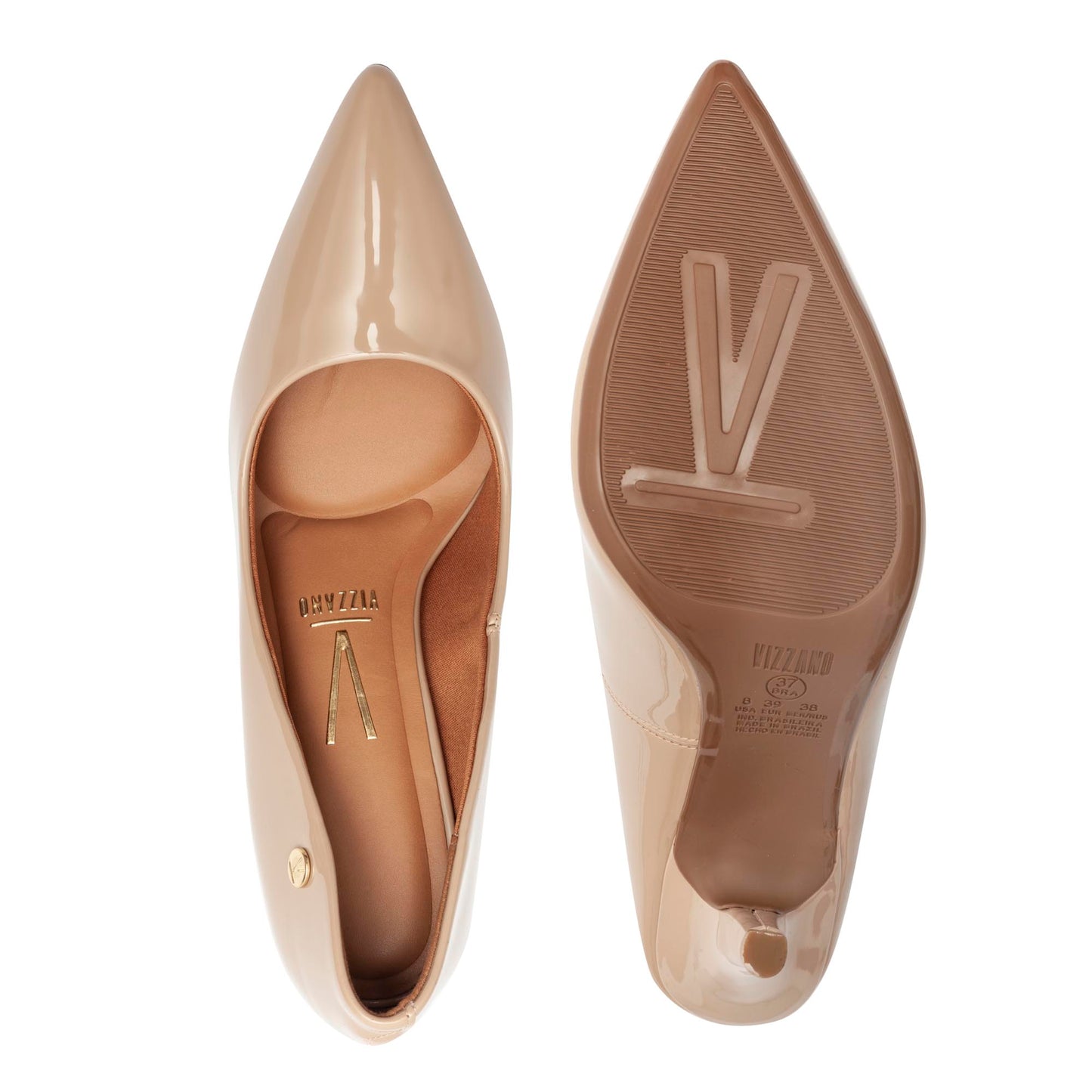 Scarpin Vizzano Salto Fino Verniz Bege