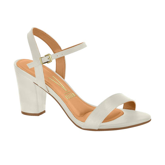 Sandália Vizzano Salto Alto Grosso Branco OFF Pelica