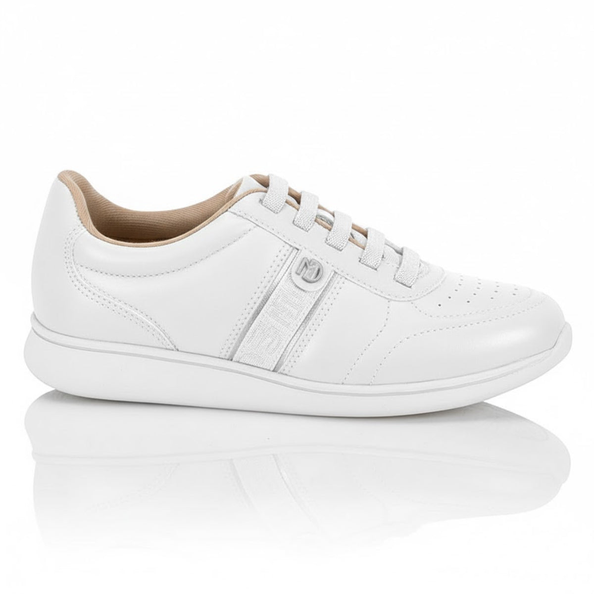 TENIS FEM BRANCO 99/PRATA 7358.233.27897.17159-NP PELE STRECH/NP FLOA NAT/MET PREM