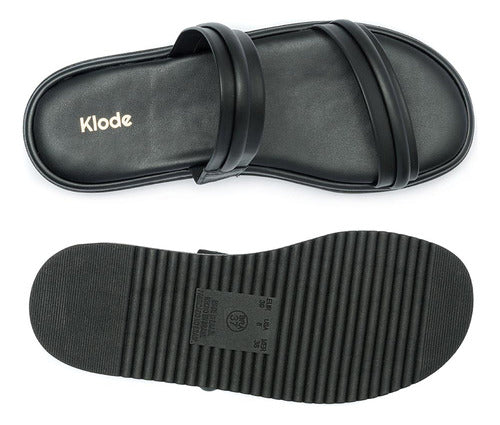 Sandália Feminina Klode Papete Flatform Tiras Bege