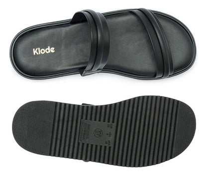 Sandália Feminina Klode Papete Flatform Tiras Bege