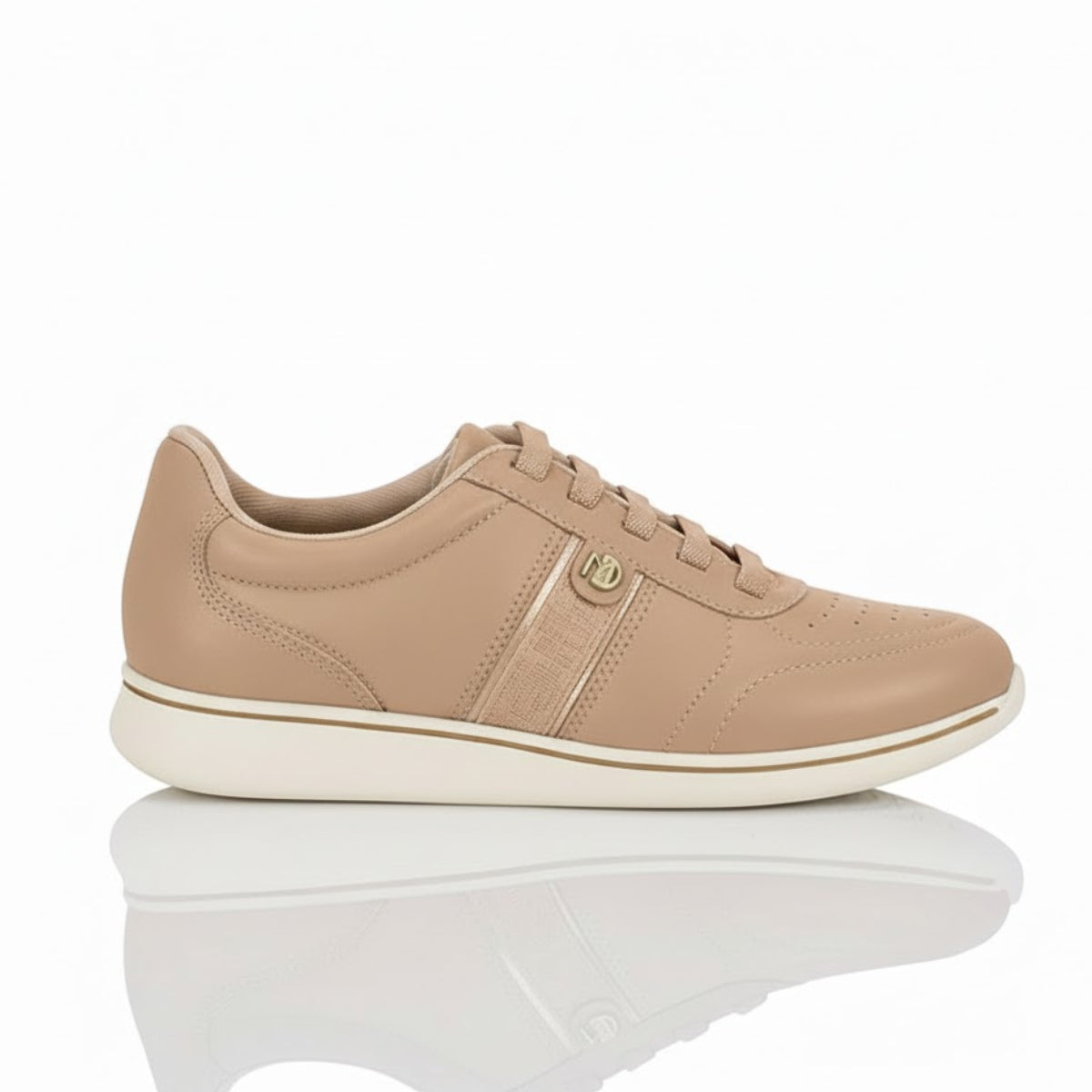 TENIS FEM NUDE 658/DOURADO 7358.233.27897.53284-NP PELE STRECH/NP FLOA NAT/MET PREM