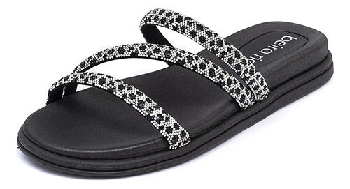 Pepete Feminina Beira Rio Tiras Strass Ounce Brilho