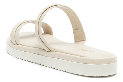 Sandália Feminina Klode Papete Flatform Tiras Bege