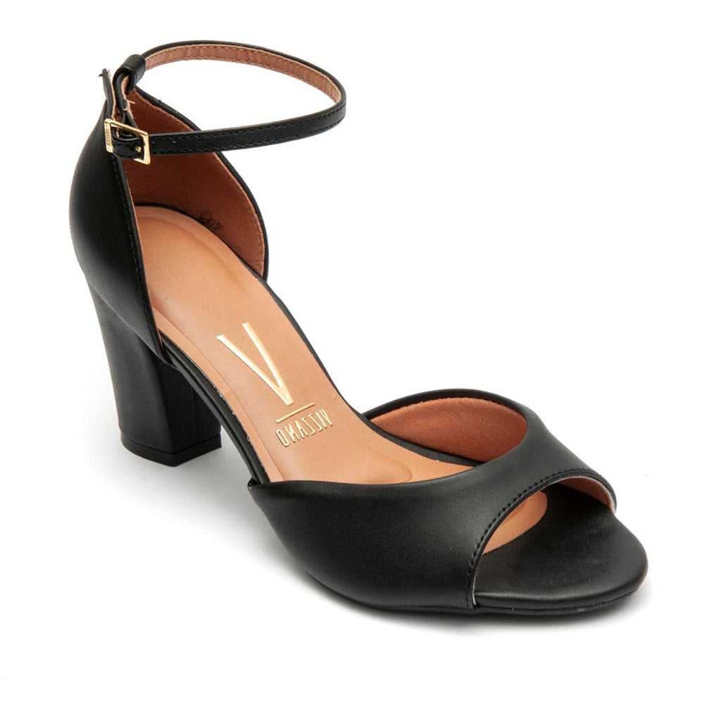 Sandália Feminina Vizzano Salto Grosso Médio Traseira Fechada Casual Original Confortável 6262406