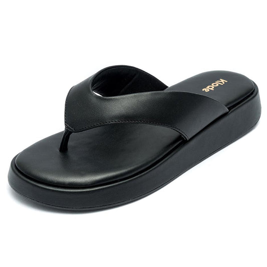 Chinelo Flatform Preto Klode Feminino Confortável