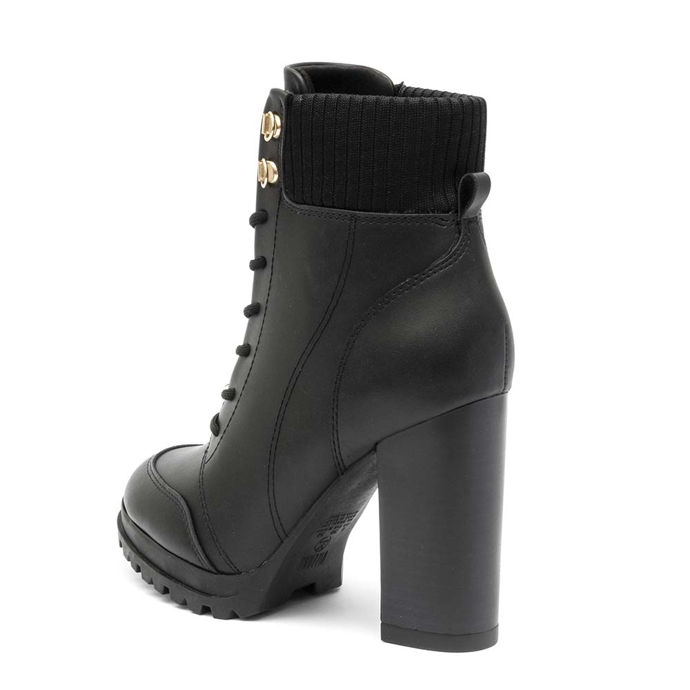 Bota Coturno Feminina Vizzano Salto Grosso Preta