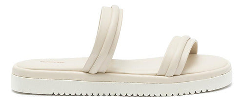 Sandália Feminina Klode Papete Flatform Tiras Bege