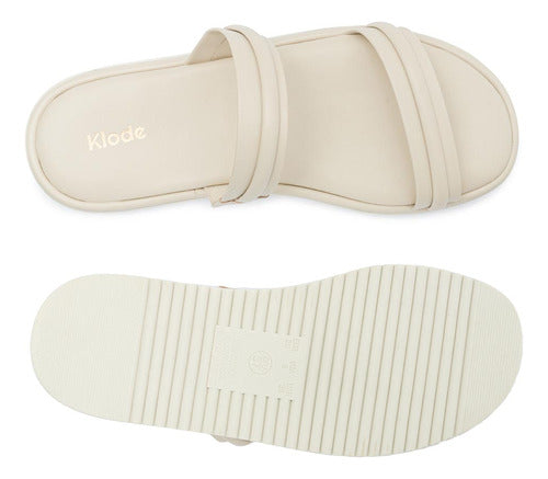 Sandália Feminina Klode Papete Flatform Tiras Bege