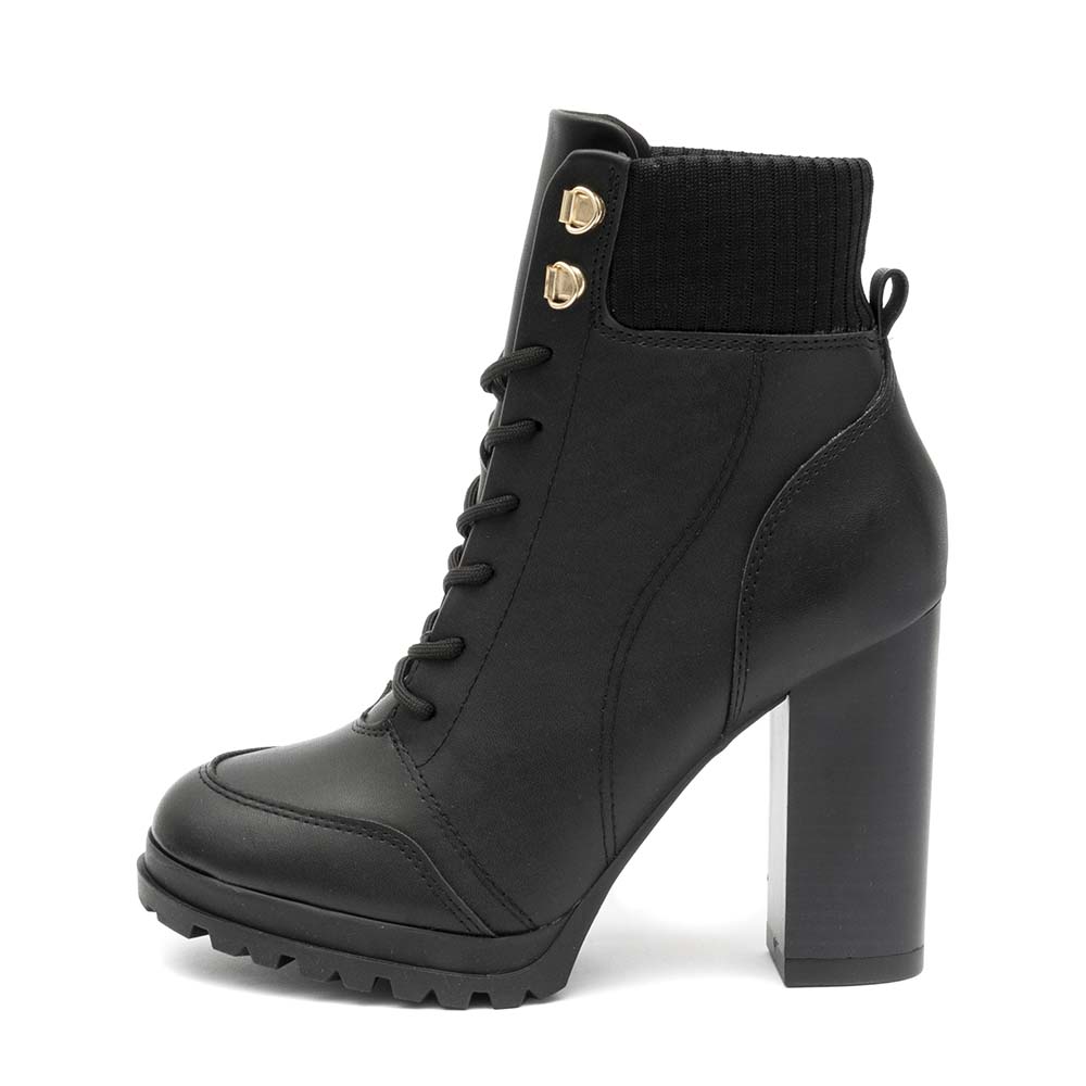 Bota Coturno Feminina Vizzano Salto Grosso Preta