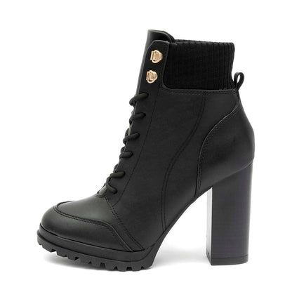 Bota Coturno Feminina Vizzano Salto Grosso Preta