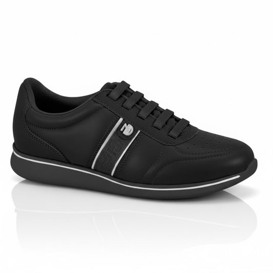 TENIS FEM PRETO 01/PRATA 7358.233.27897.17131-NP PELE STRECH/NP FLOA NAT/MET PREM