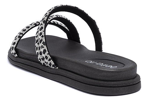 Pepete Feminina Beira Rio Tiras Strass Ounce Brilho