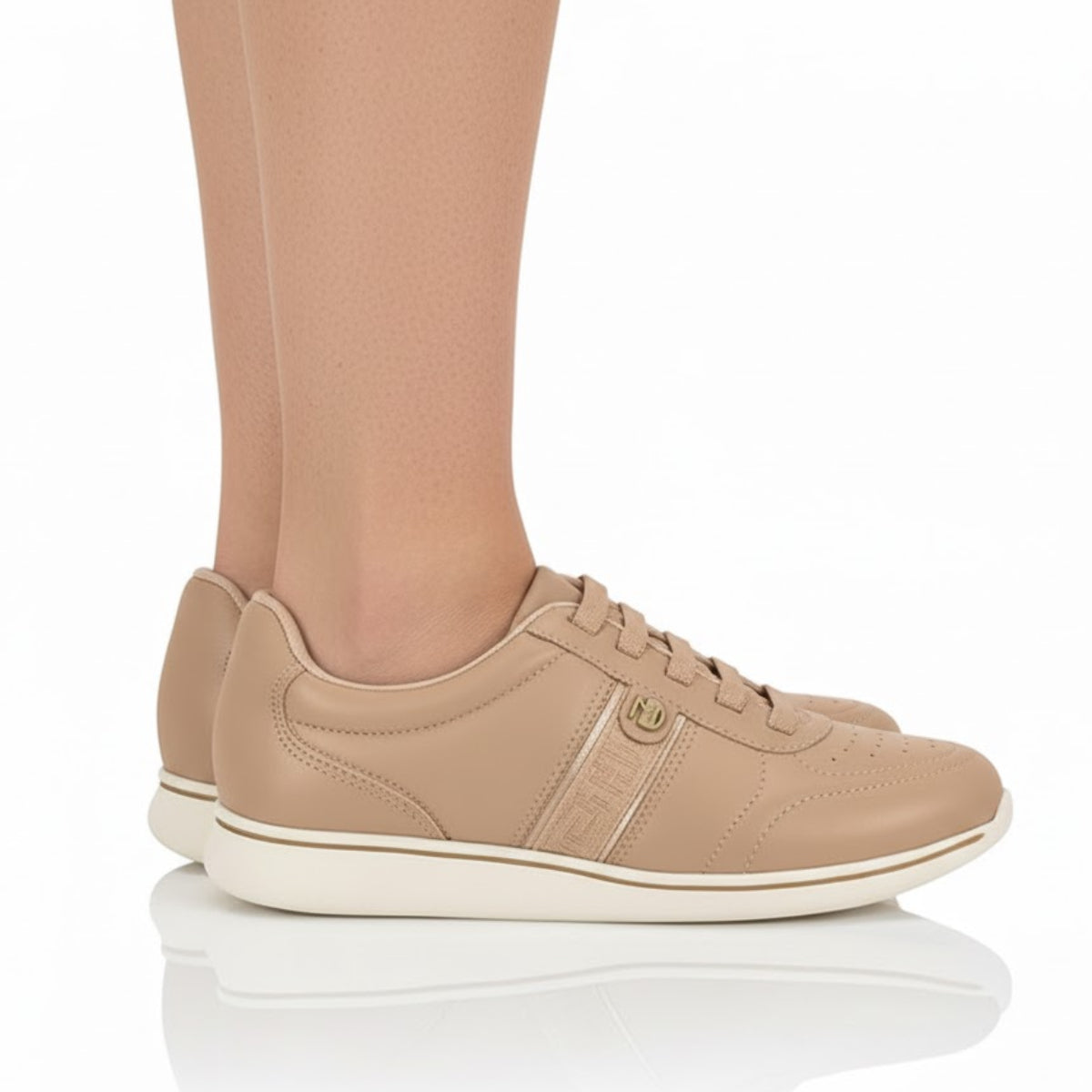 TENIS FEM NUDE 658/DOURADO 7358.233.27897.53284-NP PELE STRECH/NP FLOA NAT/MET PREM