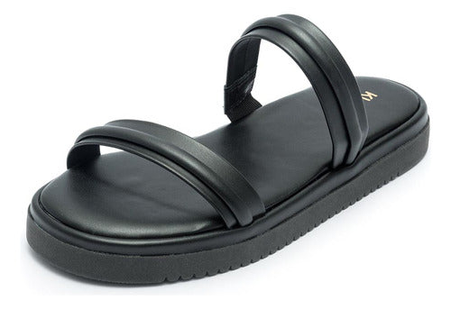 Sandália Feminina Klode Papete Flatform Tiras Bege