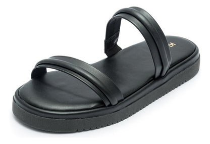 Sandália Feminina Klode Papete Flatform Tiras Bege