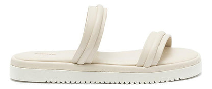 Sandália Feminina Klode Papete Flatform Tiras Bege