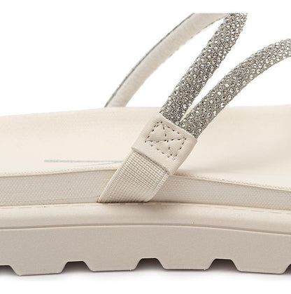 Sandália Papete Feminina Vizzano Flatform Off White Brilho