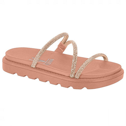 Sandália Papete Feminina Vizzano Flatform Off White Brilho