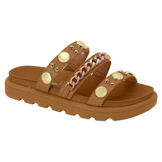 Sandália Papete Feminina Vizzano Flatform Camel  Summer Bronze