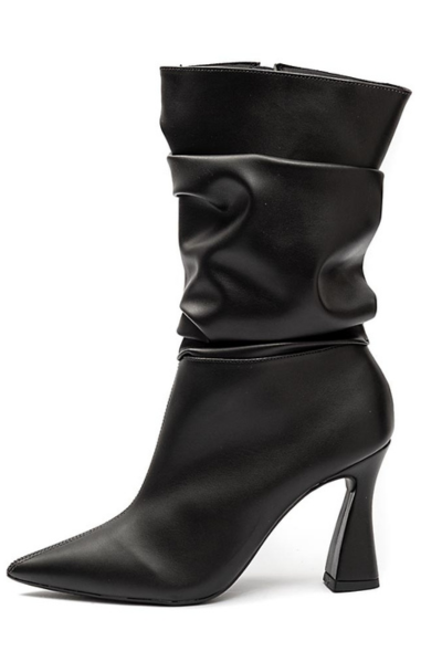 Bota Slouchy Salto Fino Preto